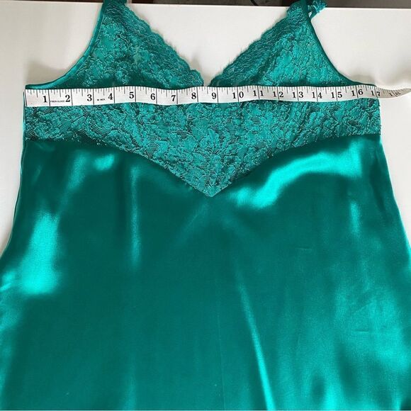 Vintage Morgan Taylor Emerald Green Lace Nightgown Negligee Maxi Dress Size L - Picture 10 of 14